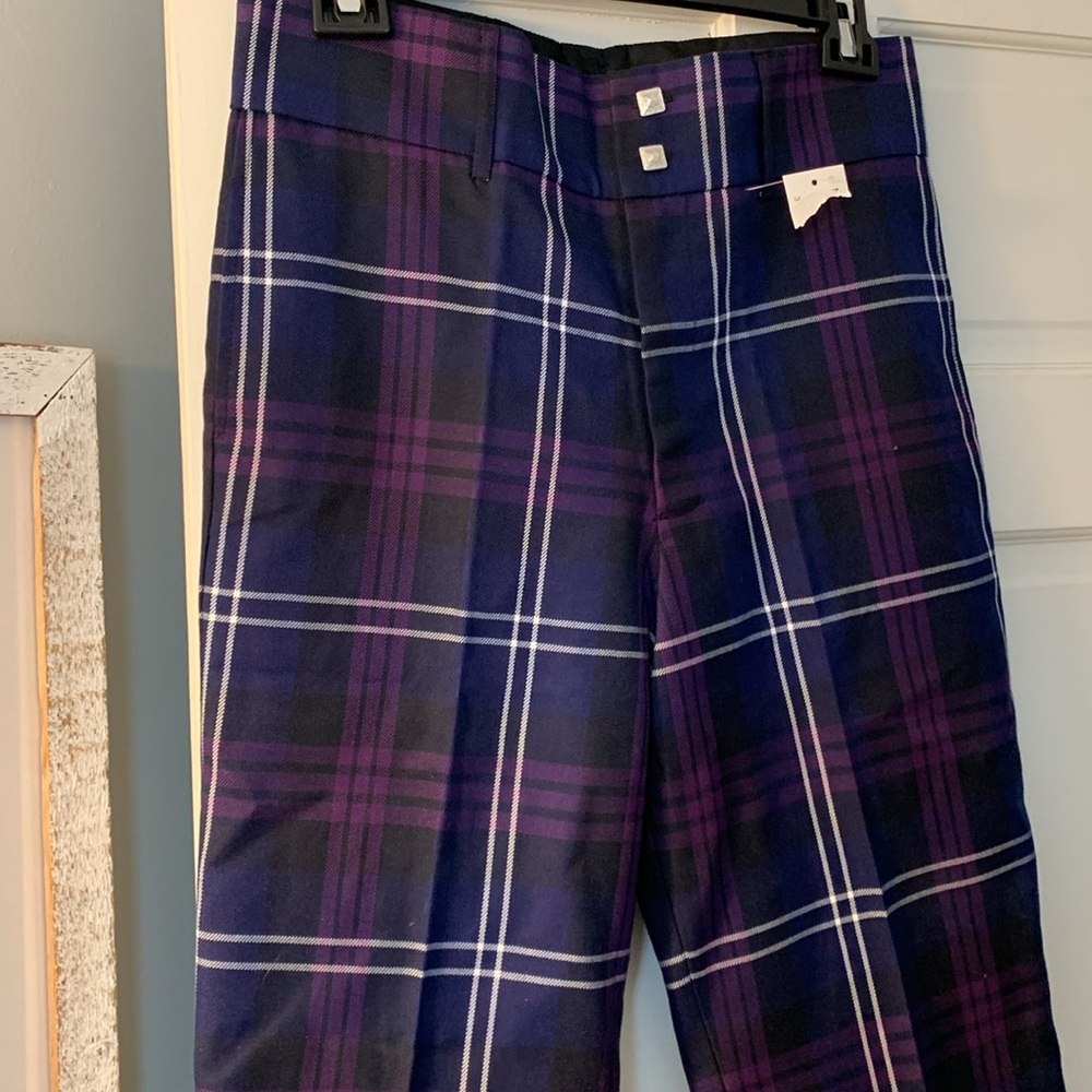 John Morrison Kiltmakers 34L tartan plaid purple & blue pants. NWT!! - Picture 2 of 8